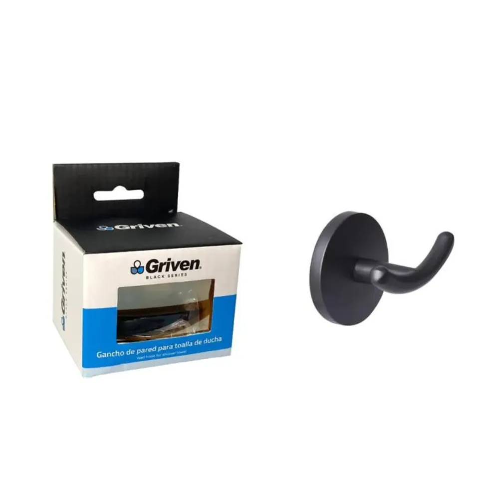 Bambú Ecológico Suave Gancho de Pared para Toalla en Acero Inoxidable - Acabado Negro Mate