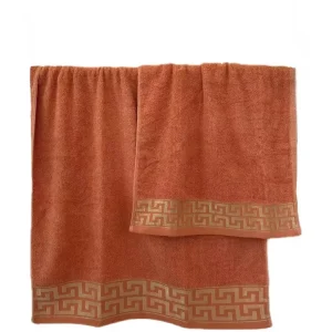 Bambú Ecológico Suave Set Toallas Caja Regalo Borde Jacq. Terracota