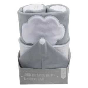 Bambú Ecológico Suave Toalla con Capucha 100% Algodón Pima Gris | Bordado Nube