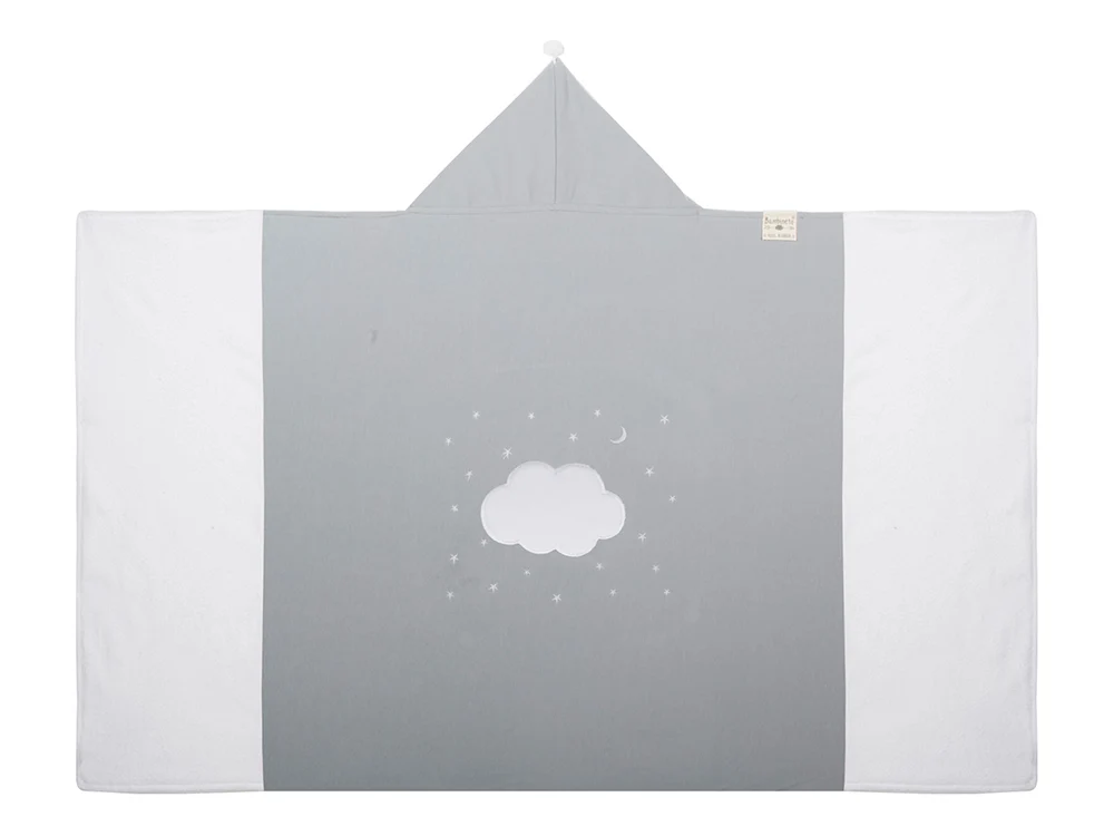 Bambú Ecológico Suave Toalla con Capucha 100% Algodón Pima Gris | Bordado Nube