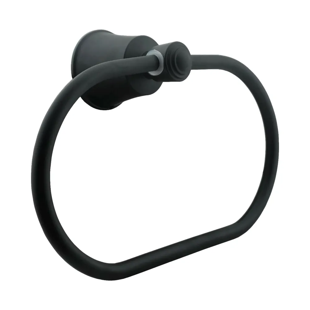 Bambú Ecológico Suave Toallero Aro Para Baño Aluminio Negro Mate Turmalina