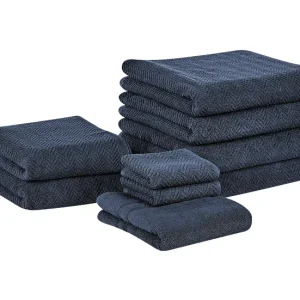Conjunto de 9 toallas de algodón azul opaco MITIARO para Regalo de Hogar