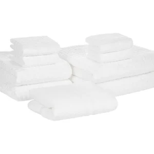Conjunto de 9 toallas de algodón blanco ATAI | Lavable Máquina | Sin Soltar Pelusas