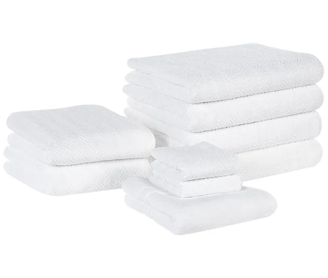 Conjunto de 9 toallas de algodón blanco MITIARO para Gimnasio