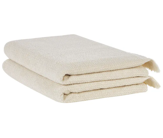 Conjunto de 2 toallas de algodón crema ATIU