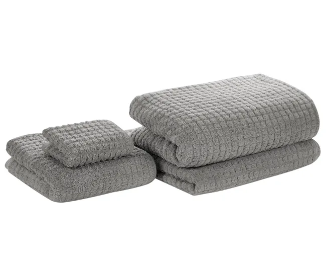 Conjunto de 4 toallas de algodón gris ATAI Algodón 100%