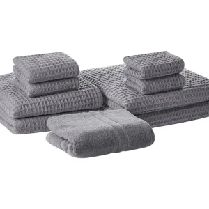 Conjunto de 9 toallas de algodón gris definido AREORA