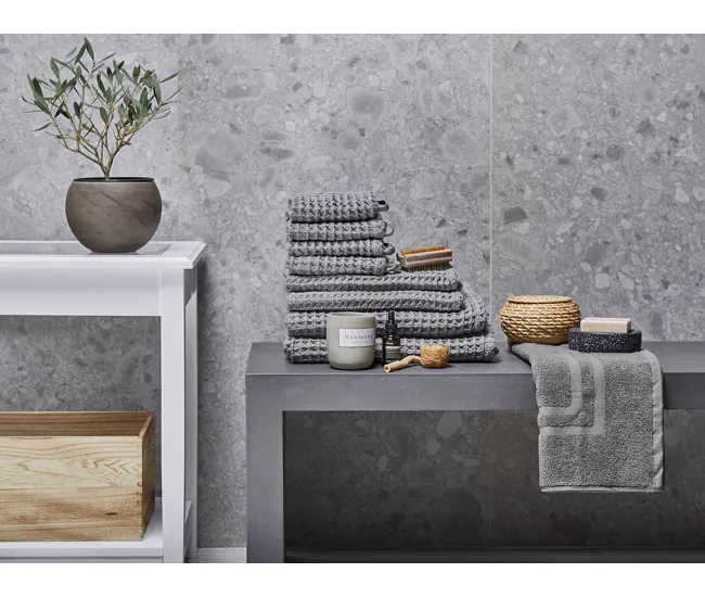 Conjunto de 9 toallas de algodón gris definido AREORA