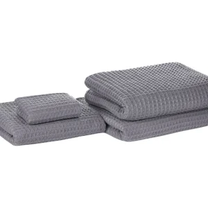 Conjunto de 4 toallas de algodón gris evidente AREORA