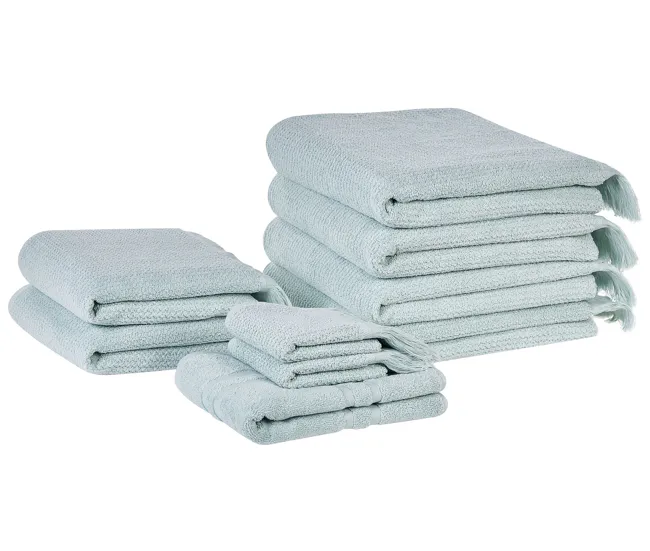 Conjunto de 9 toallas de algodón verde menta ATIU con Capacidad de Absorción