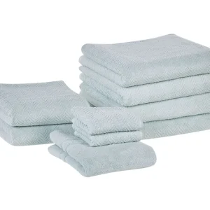 Conjunto de 9 toallas de algodón verde menta MITIARO Algodón 100%