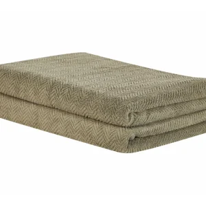 Conjunto de 2 toallas de algodón verde oliva MITIARO para Regalo de Hogar