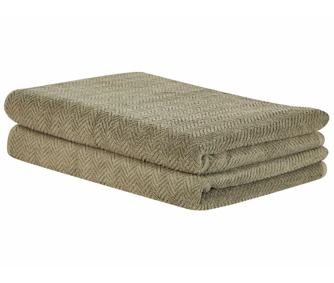 Conjunto de 2 toallas de algodón verde oliva MITIARO para Regalo de Hogar