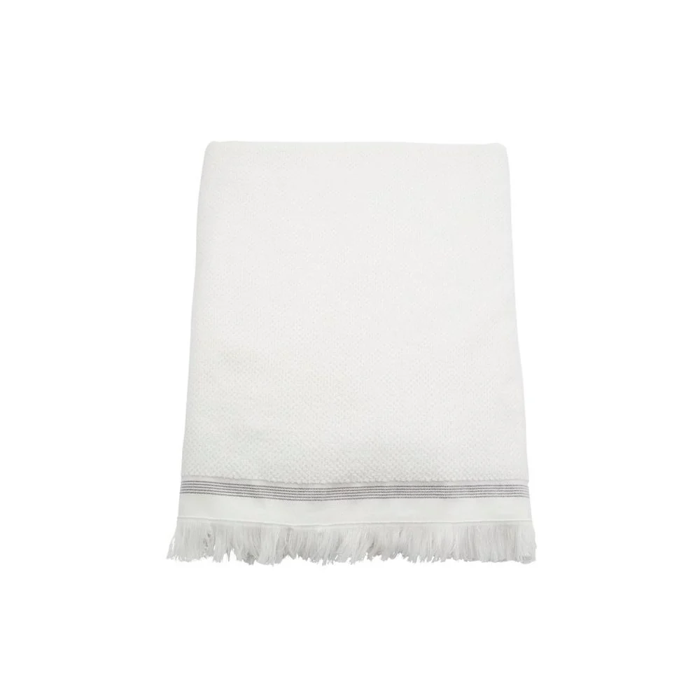Meraki Toalla, 100x180 cm, blanco con rayas grises para Gimnasio