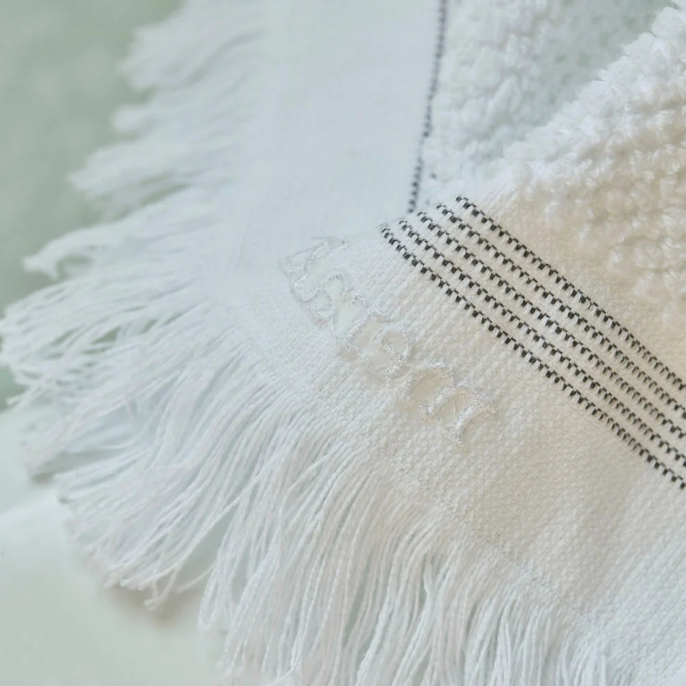 Meraki Toalla, 100x180 cm, blanco con rayas grises para Gimnasio