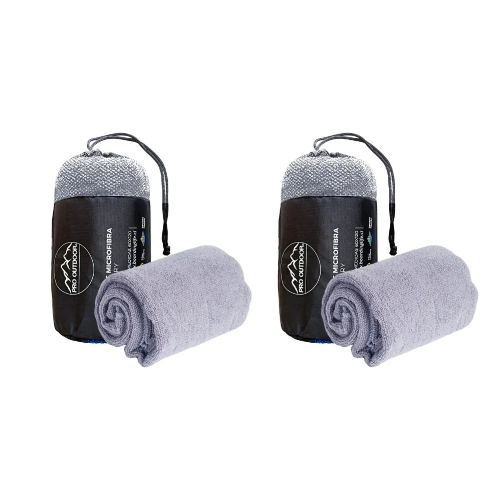 Pack 2 Toallas Microfibra Terry Gris con Capacidad de Absorción
