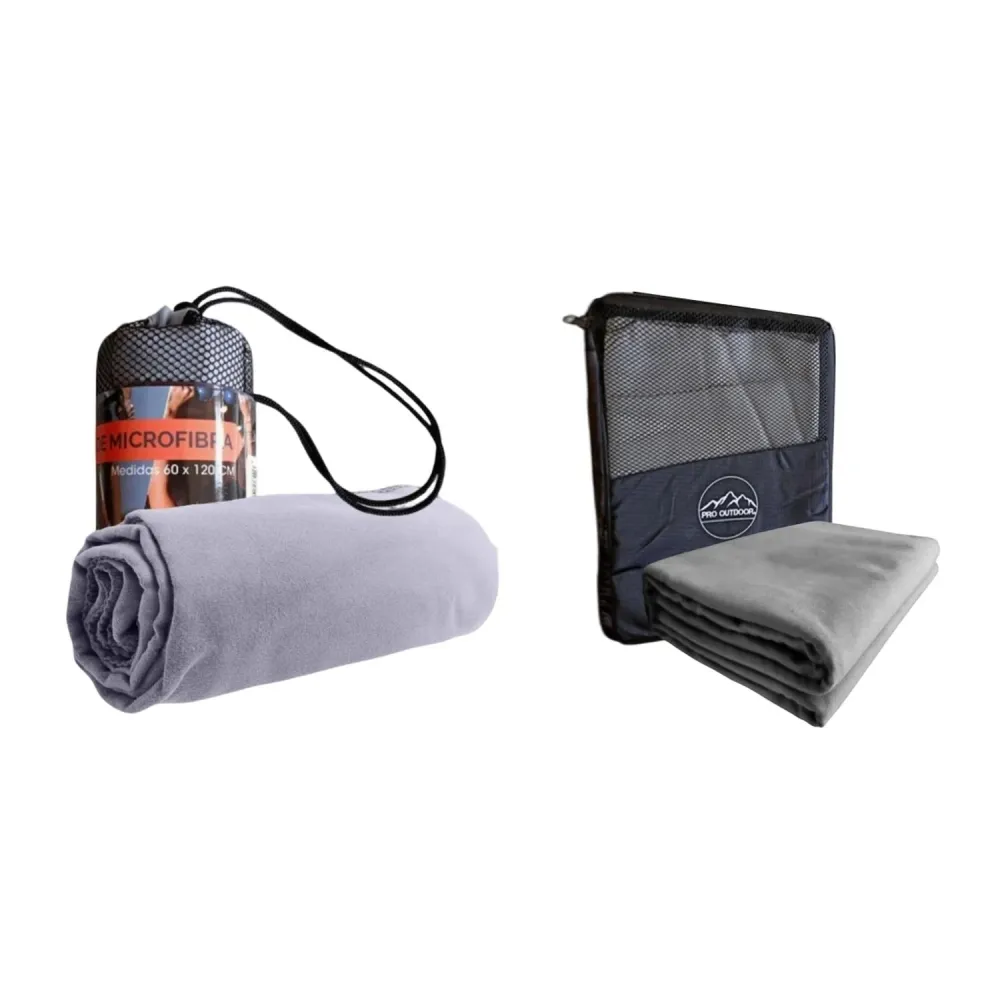Pack Toallon y Toalla Microfibra Ante Gris