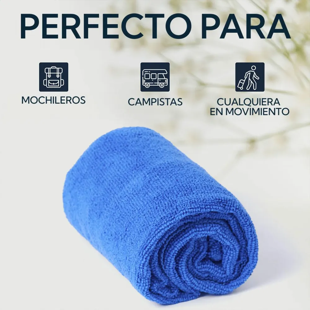 Pack Toallon y Toalla Microfibra Terry Azul Pro Outdoor (Certificado de Calidad)