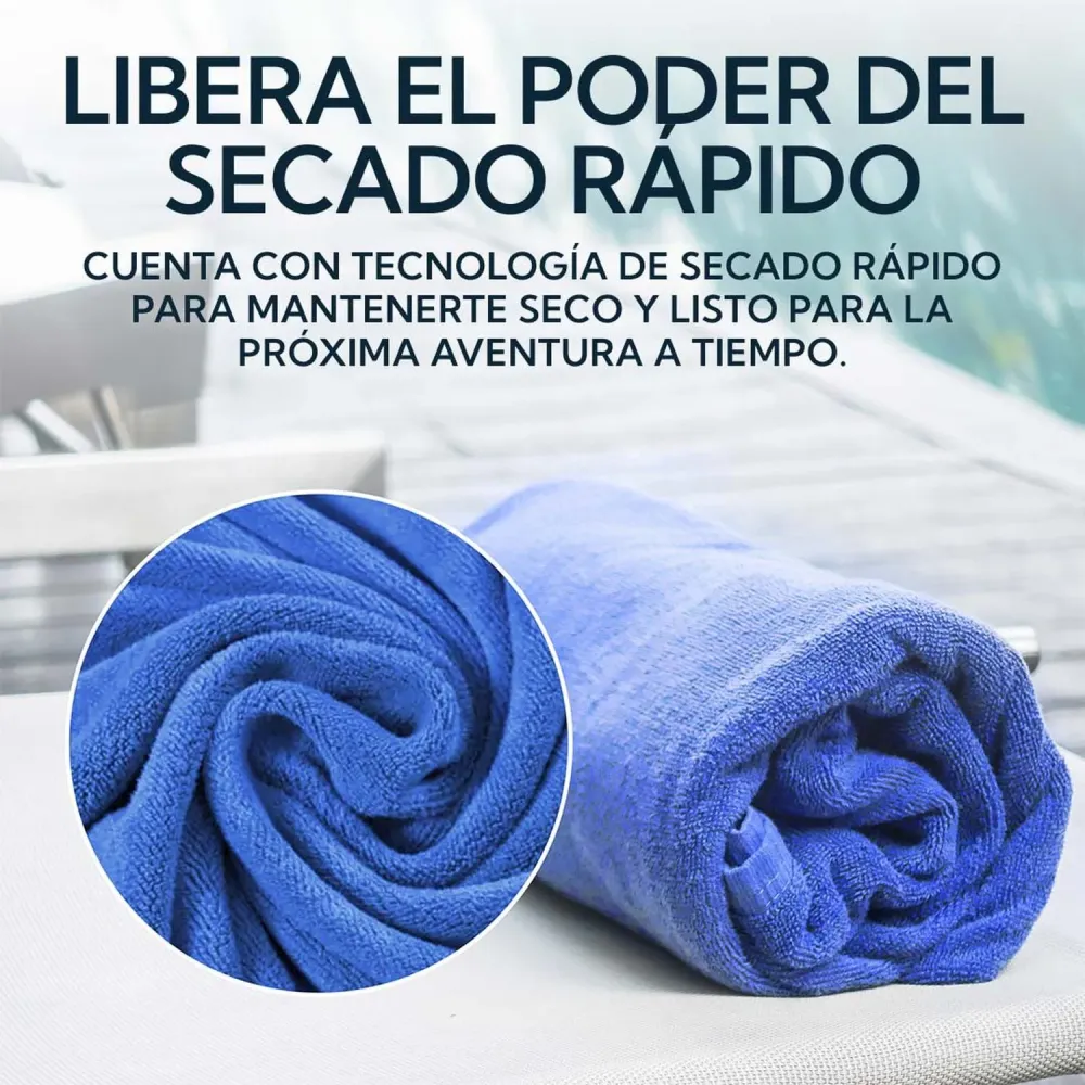 Pack Toallon y Toalla Microfibra Terry Azul Pro Outdoor (Certificado de Calidad)