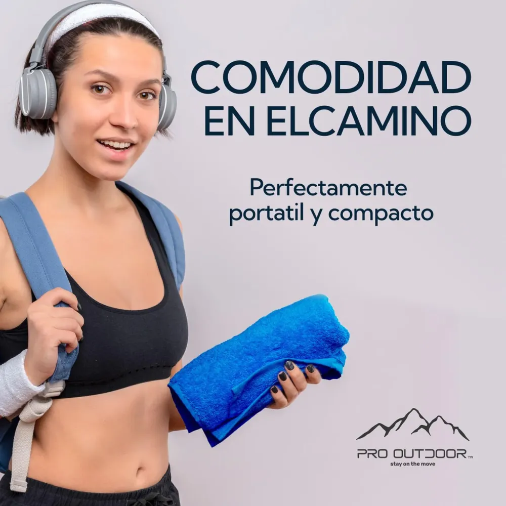 Pack Toallon y Toalla Microfibra Terry Azul Pro Outdoor (Certificado de Calidad)