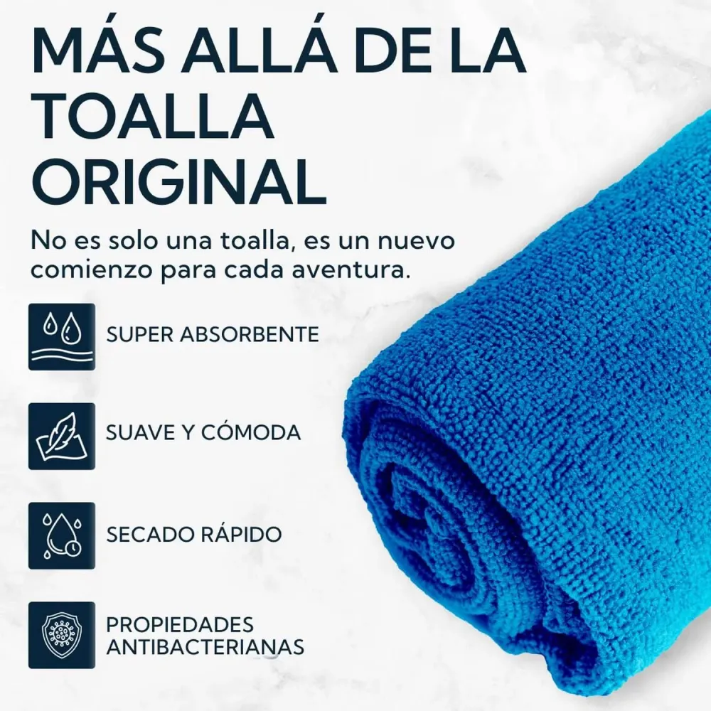 Pack Toallon y Toalla Microfibra Terry Azul Pro Outdoor (Certificado de Calidad)