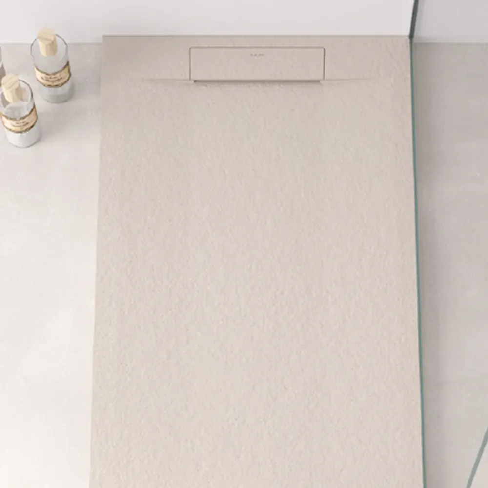 Piatto doccia resina modello Titano 80x90 cm crema effetto pietra
