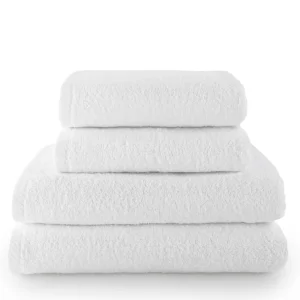 Set 4 Toallas piezas: 2 manos + 2 baño color blanco en Blanco Hueso