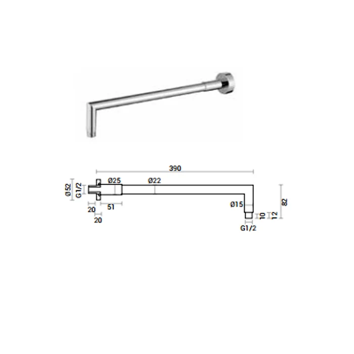 Soffione doccia tondo acciaio inox diametro 20 cm spessore 4 mm con braccio doccia