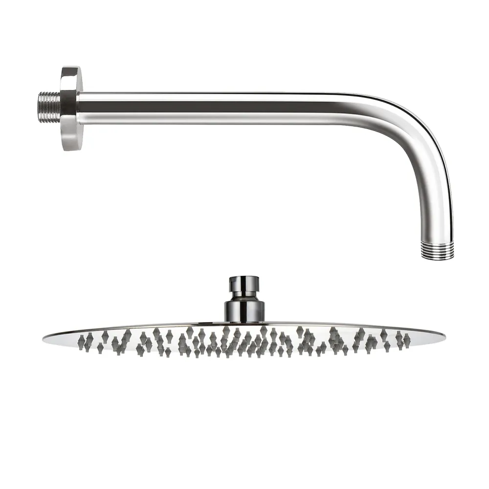 Soffione doccia tondo acciaio inox da 25 cm integral di braccio doccia da 34 cm