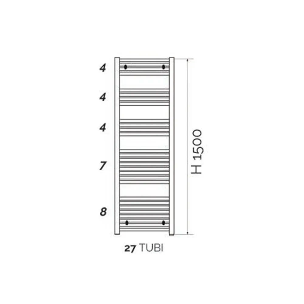 Toalla de Felpa Versión outlet - Radiador toallero para baño línea Kalura cromado curvo h. 1500 - Intereje 400 mm