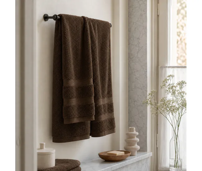 Toalla Lavabo (50x100cm) Chocolate Donegal Collections - Conjunto de 4 Piezas