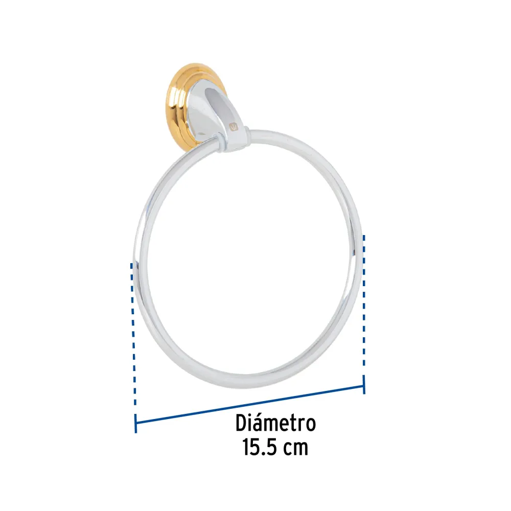 Toallero argolla metálico acabado cromo-oro, Foset Aqua para Regalo de Hogar