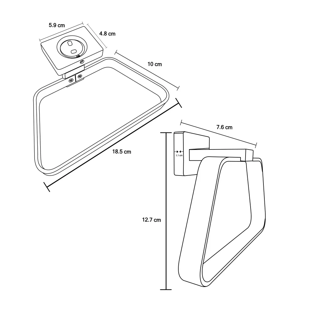 Toallero Aro Para Baño Aluminio Negro Mate Perla (Certificado de Calidad)