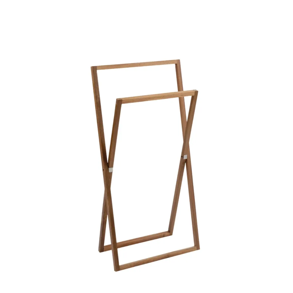Toallero plegable de madera de acacia en Blanco Hueso