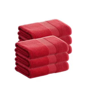 Bambú Ecológico Suave Pack 6 Toallas Rojo Lavabo de Algodón Donegal 50x100 cm Algodón 100% de 500gr/m2 de Calidad con Seca...