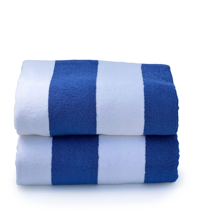 Bambú Ecológico Suave Toalla de Alberca Listada Azul Con Blanco 100% Algodón, 200 x 100 cm, 8 piezas