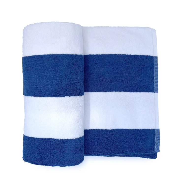 Bambú Ecológico Suave Toalla de Alberca Listada Azul Con Blanco 100% Algodón, 200 x 100 cm, 8 piezas