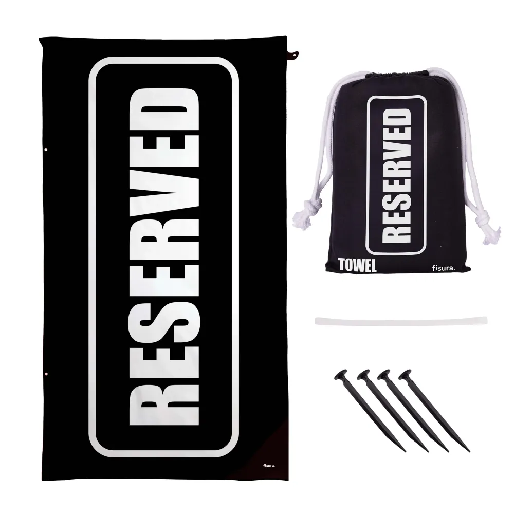 Bambú Ecológico Suave Toalla playa "reserved" negro y blanco
