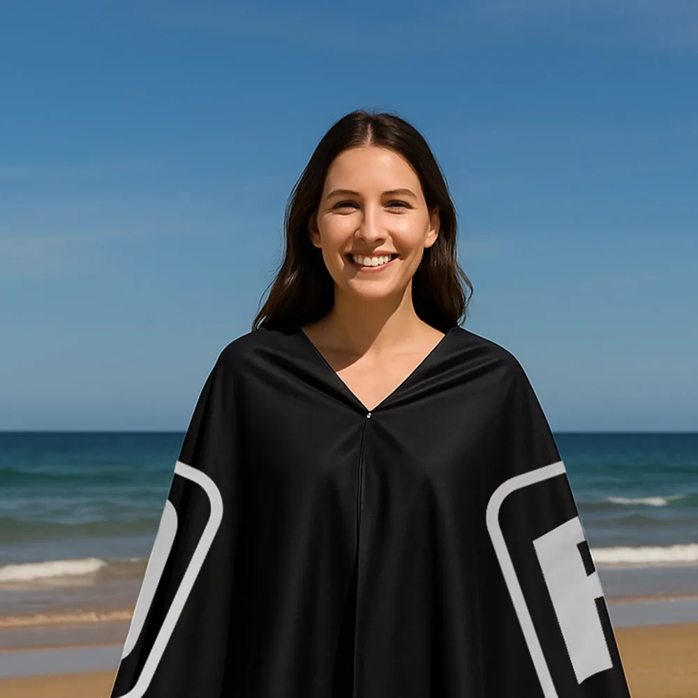 Bambú Ecológico Suave Toalla playa "reserved" negro y blanco