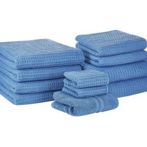 Conjunto de 11 toallas de algodón azul AREORA - Conjunto de 4 Piezas