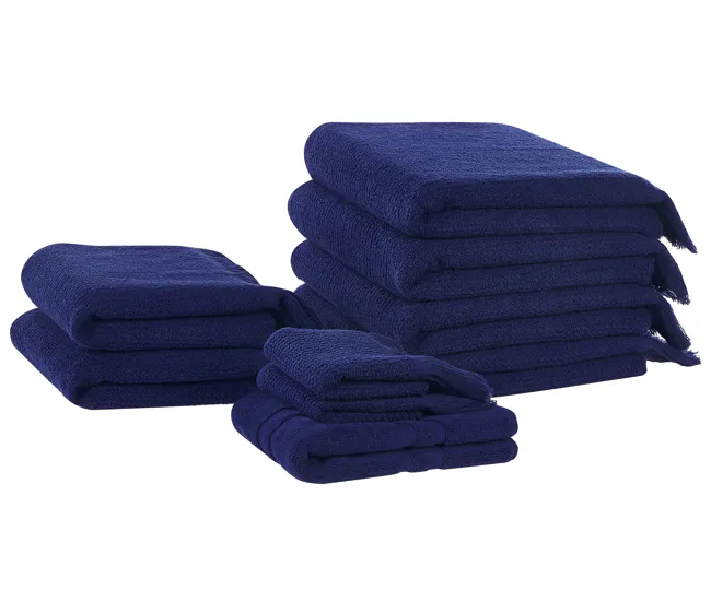Conjunto de 9 toallas de algodón azul marino ATIU para Regalo de Hogar