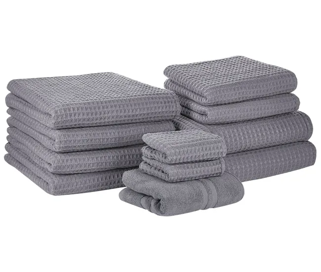 Conjunto de 11 toallas de algodón gris nítido AREORA para Uso Diario