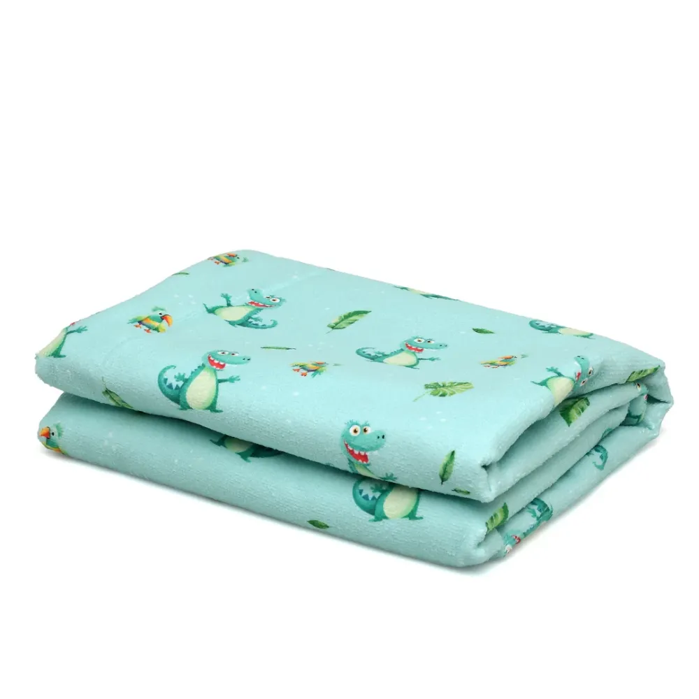 KIOKIDS TOALLA PLAYA MICROFIBRA COCODRILO VERDE | Lavable Máquina | Sin Soltar Pelusas