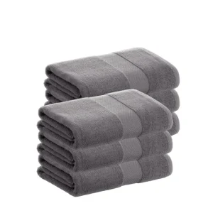 Pack 6 Toallas Gris Lavabo de Algodón Donegal 50x100 cm Algodón 100% de 500gr/m2 de Calidad con Secado extra-rápido y de t...
