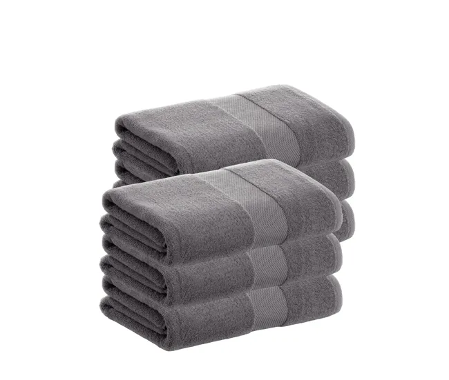 Pack 6 Toallas Gris Lavabo de Algodón Donegal 50x100 cm Algodón 100% de 500gr/m2 de Calidad con Secado extra-rápido y de t...