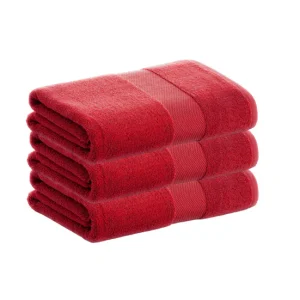Pack 3 Toallas Rojo Ducha de Algodón Donegal 70x140 cm Algodón 100% de 500gr/m2 de Calidad con Secado extra-rápido y de te...