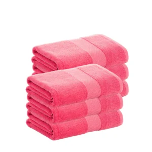 Pack 6 Toallas Rosa Lavabo de Algodón Donegal 50x100 cm Algodón 100% de 500gr/m2 de Calidad con Secado extra-rápido y de t...