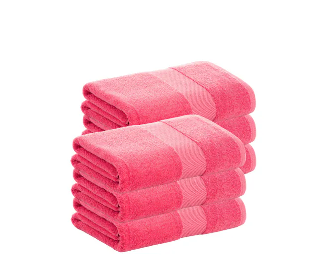 Pack 6 Toallas Rosa Lavabo de Algodón Donegal 50x100 cm Algodón 100% de 500gr/m2 de Calidad con Secado extra-rápido y de t...