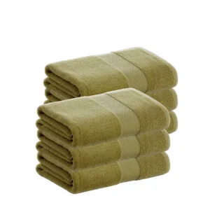 Pack 6 Toallas Verde Oliva Tocador de Algodón Donegal 30x50 cm Algodón 100% de 500gr/m2 de Calidad con Secado extra-rápido...