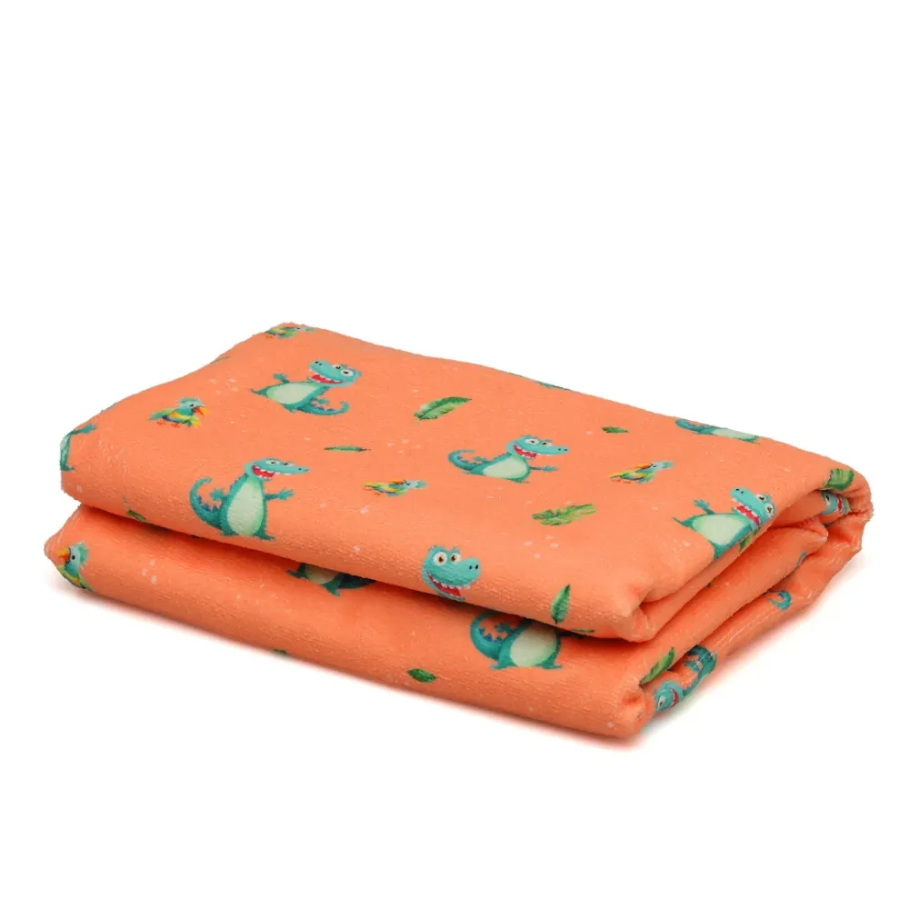 Toalla de Baño Absorbente KIOKIDS TOALLA PLAYA MICROFIBRA COCODRILO NARANJA